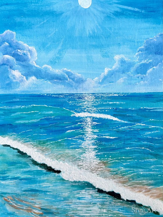 Sunbeam over blue waters